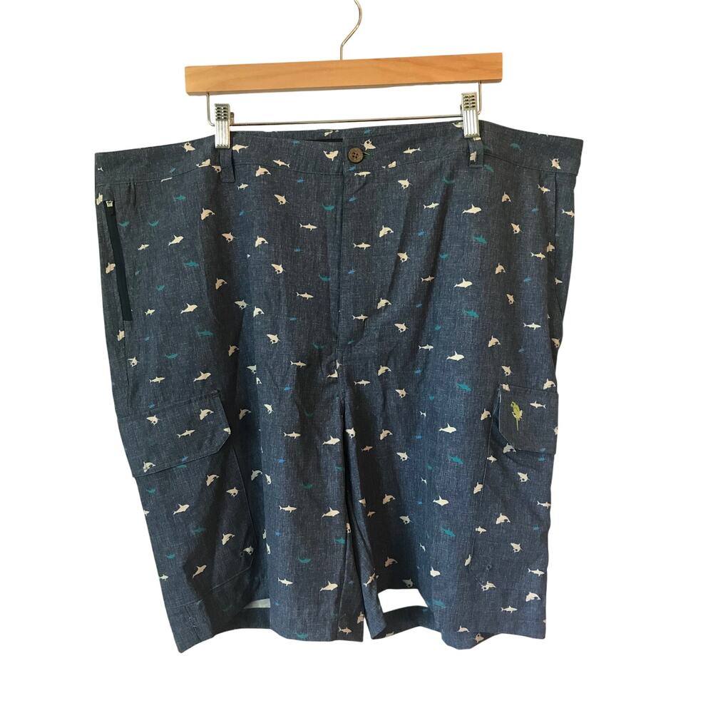 Margaritaville Island Reserve Shorts 44 Mens Golf Board Bermuda Blue White Aqua